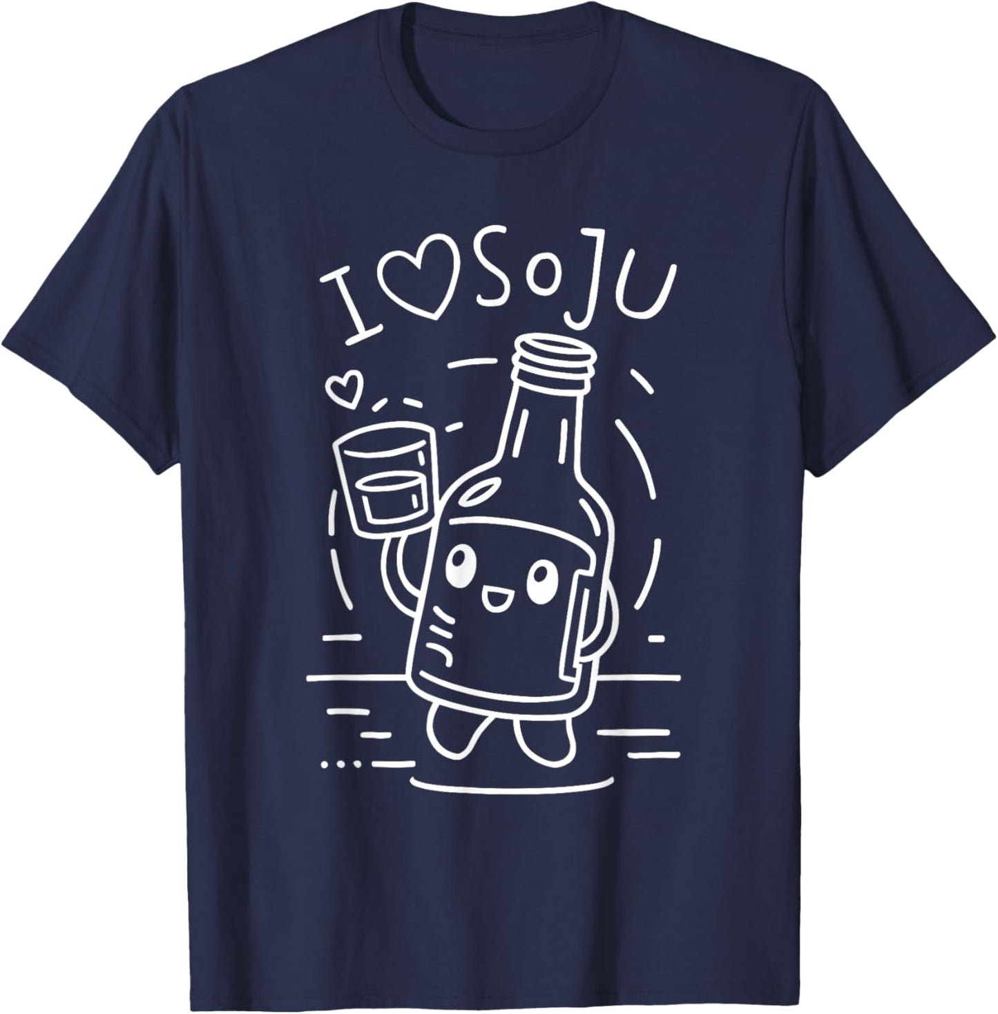 I Love Soju Korean Food Adorable Drink T-Shirt - T-Shirt | Navy
