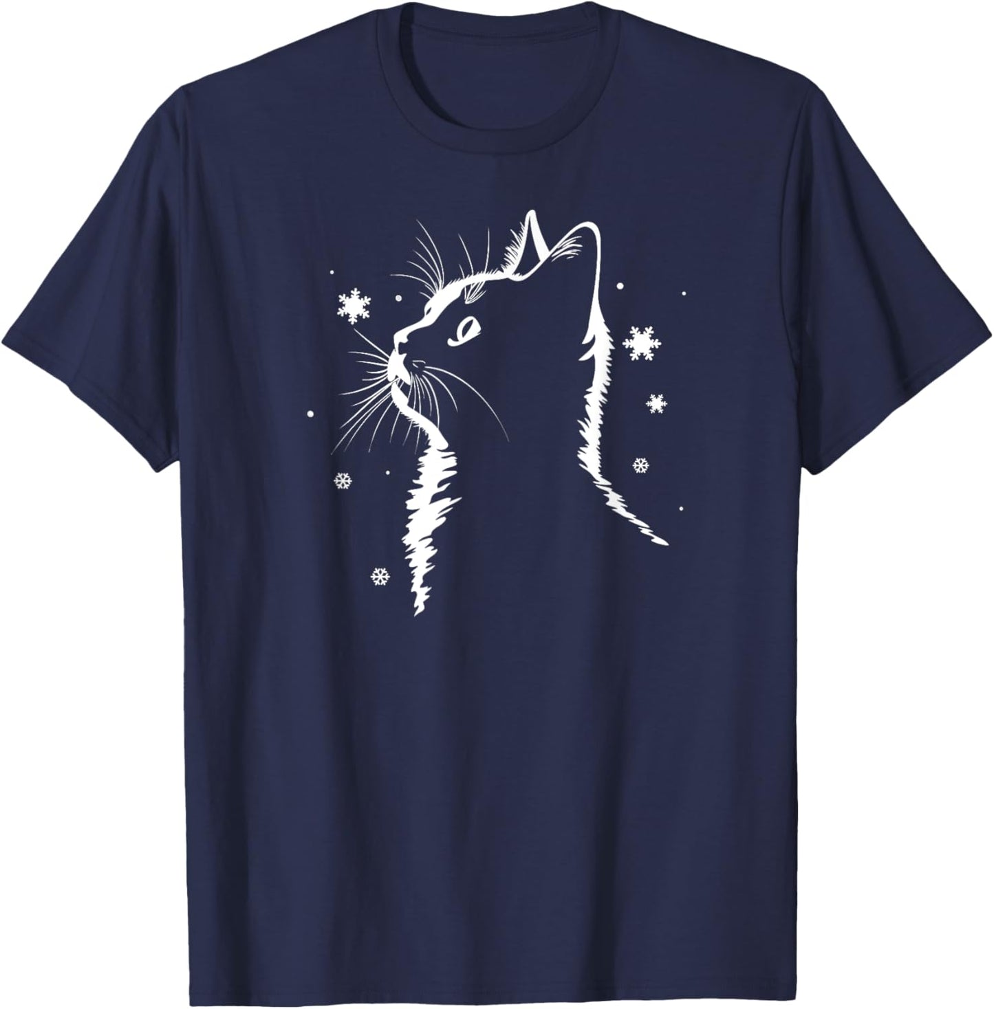 Cute Cat Snow Snowflakes Kitty Cat Women T-Shirt - T-Shirt | Navy
