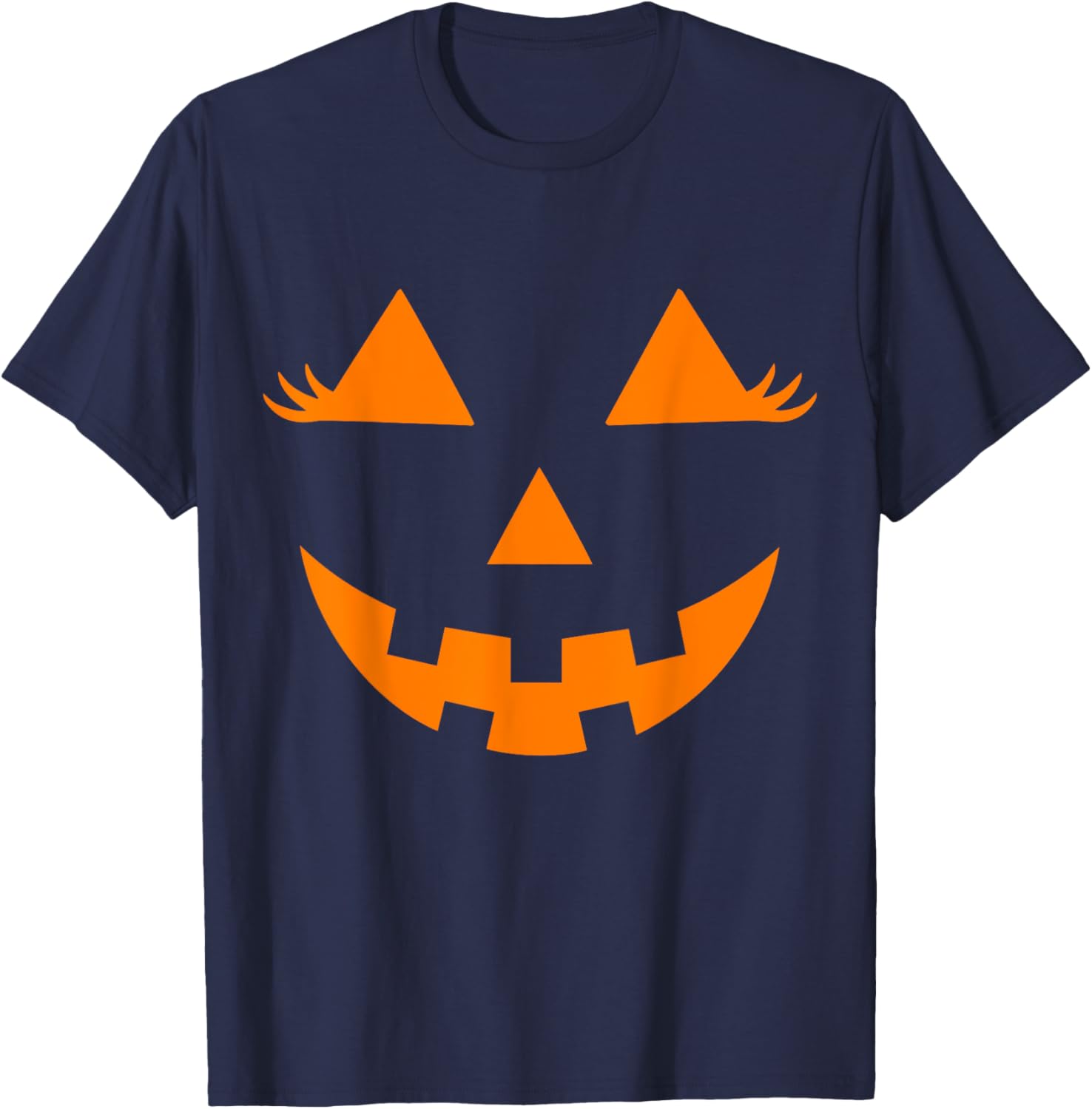 Jack O Lantern Face Pumpkin Eyelashes Hallowen Costume Funny T-Shirt - T-Shirt | Navy
