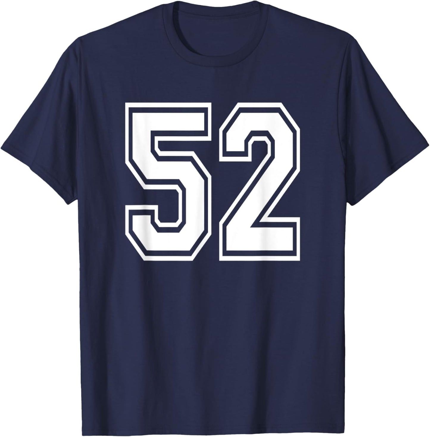 Number 52 Numbered Uniform Sports Jersey Team 52nd Birthday T-Shirt - T-Shirt | Navy