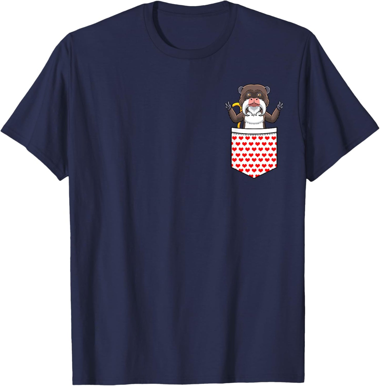 Tamarin Monkey In Pocket T-Shirt - T-Shirt | Navy