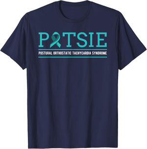 POTS Dysautonomia Turquoise Ribbon Autonomic Dysfunction T-Shirt - T-Shirt | Navy