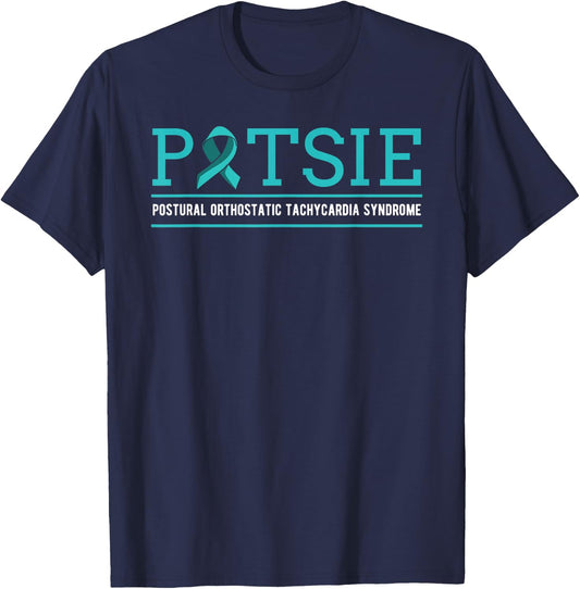 POTS Dysautonomia Turquoise Ribbon Autonomic Dysfunction T-Shirt - T-Shirt | Navy