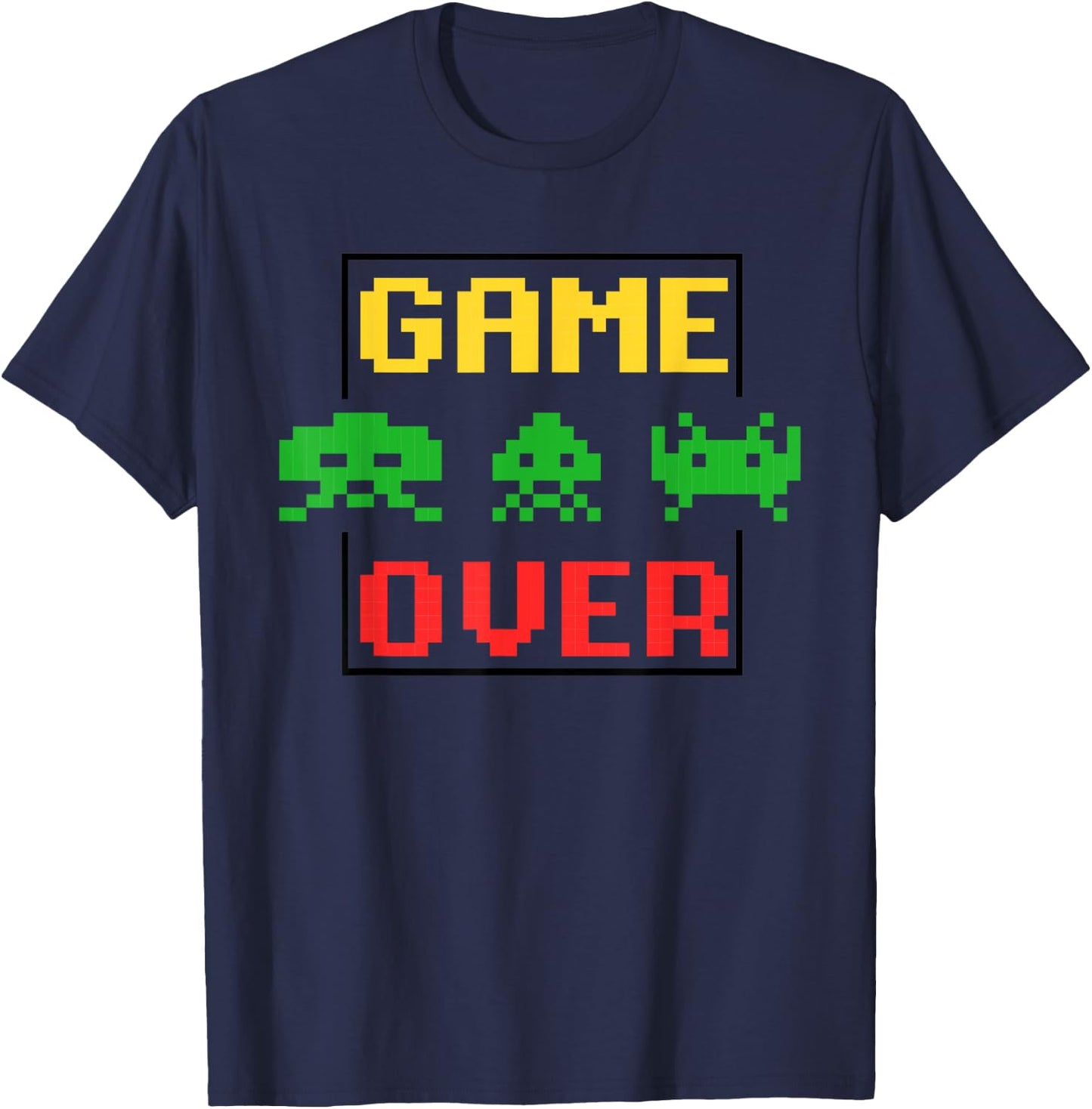 Arcade game Retro gaming Space Pixel art Vintage Invaders T-Shirt - T-Shirt | Navy