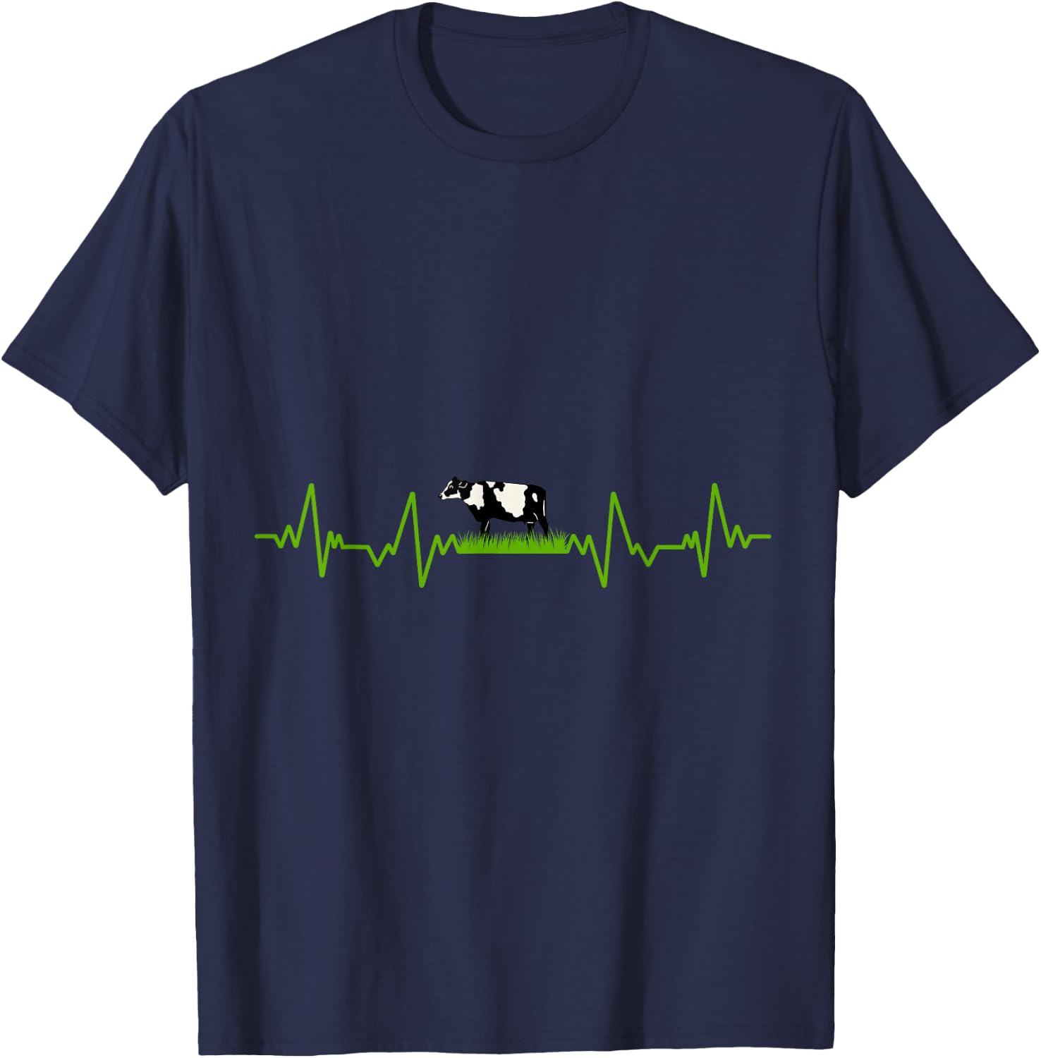 I Love My Cow Valve EKG Heartbeat Heart Patient Moo T-Shirt - T-Shirt | Navy