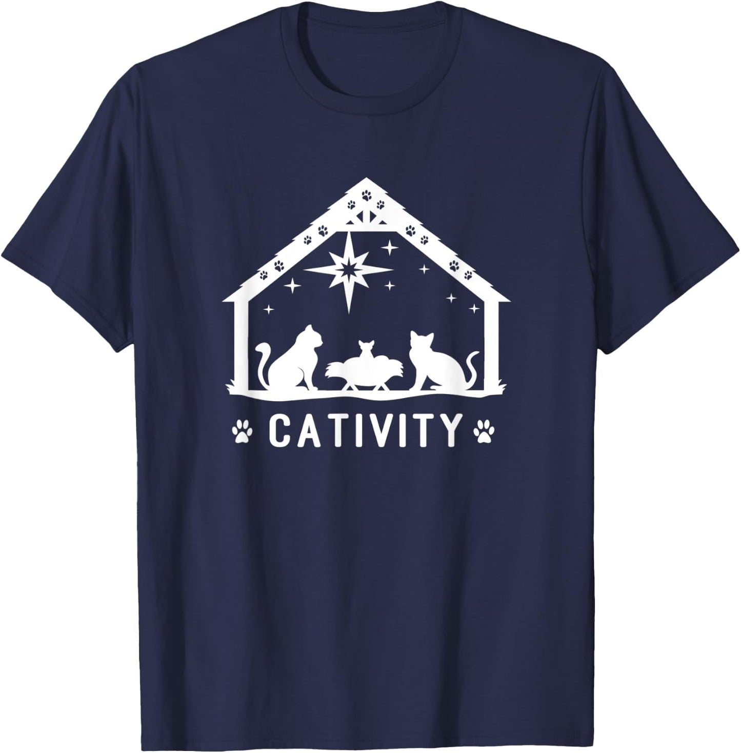 Cativity Cat Nativity Scene Cat Lover Christmas Men Women Kids T-Shirt - T-Shirt | Navy