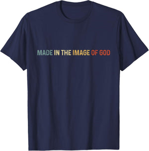 Made in the Image of God Vintag Christian God Bible T-Shirt - T-Shirt | Navy