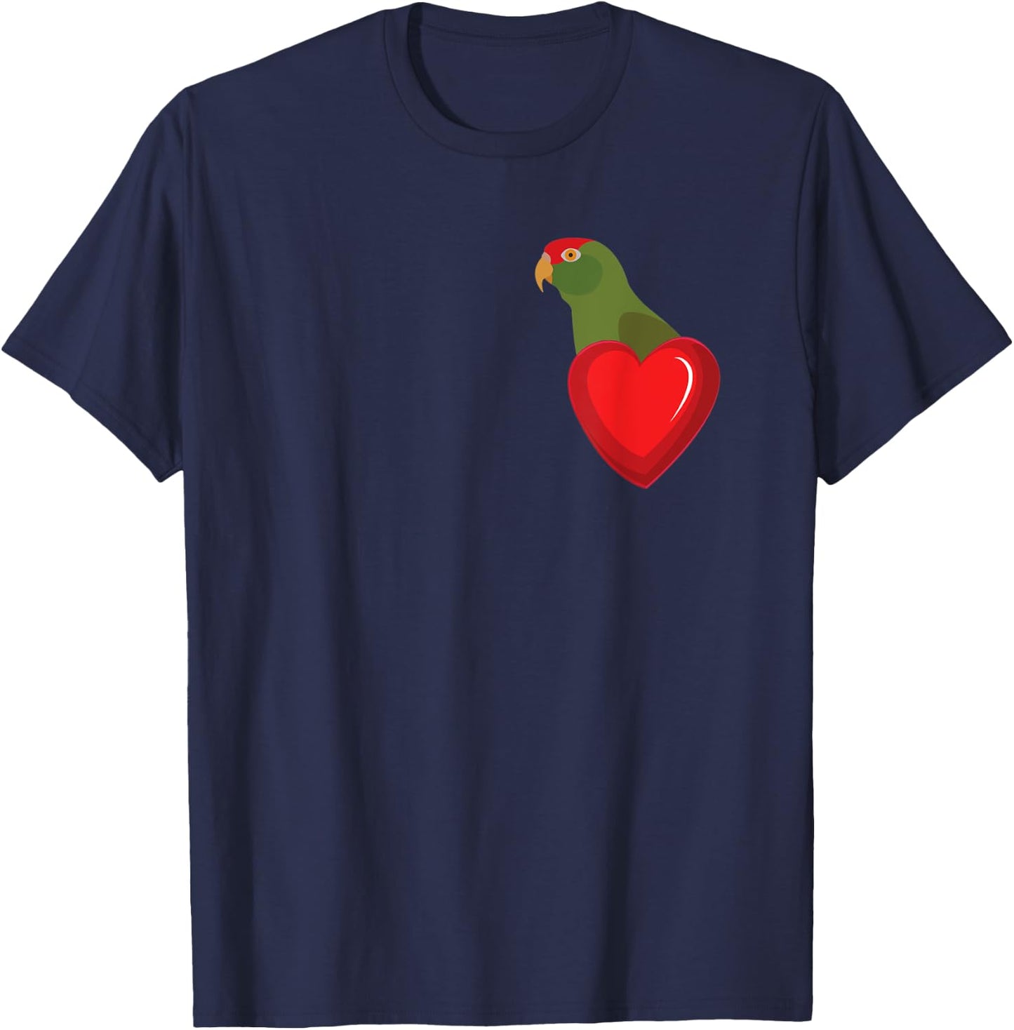 Cherry Headed Conure Parrot Heart Pocket T-Shirt - T-Shirt | Navy