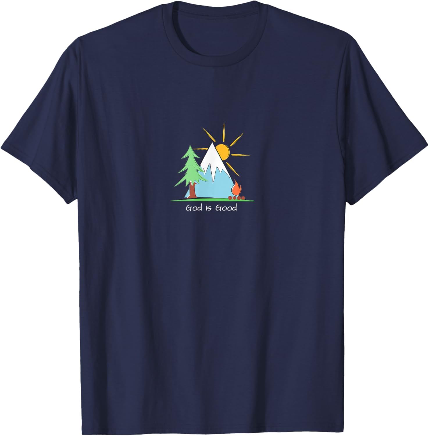 God is Good Christian Camping Wilderness Adventure Campfire T-Shirt - T-Shirt | Navy