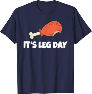 Funny Turkey It's Leg Day Thanksgiving Workout T-Shirt - T-Shirt | Navy