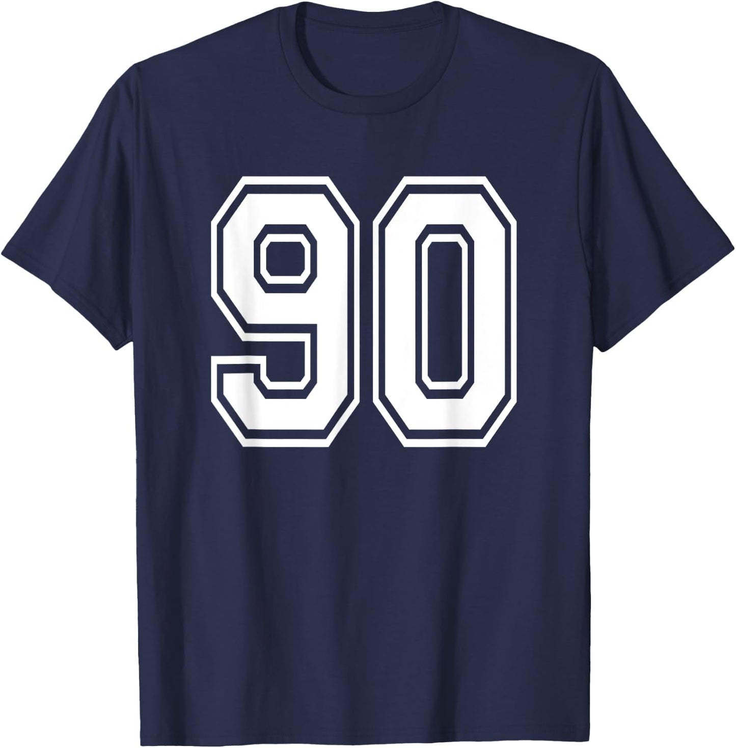 Number 90 Numbered Uniform Sports Jersey Team 90th Birthday T-Shirt - T-Shirt | Navy
