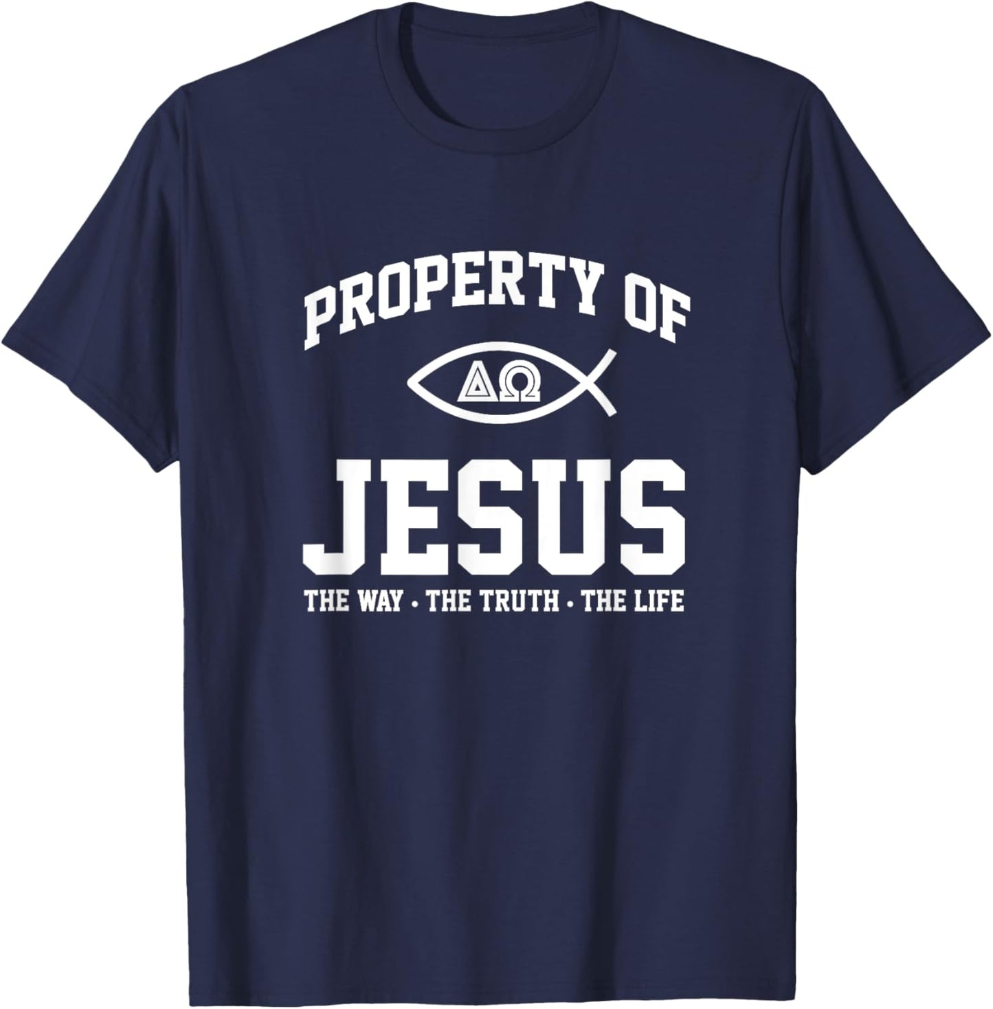 Christian Shirt - Property of Jesus Throwback Gym Workout T-Shirt - T-Shirt | Navy