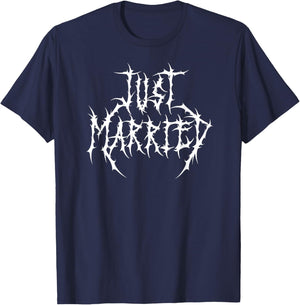 Just Married Heavy Metal Deathcore T-Shirt - T-Shirt | Navy