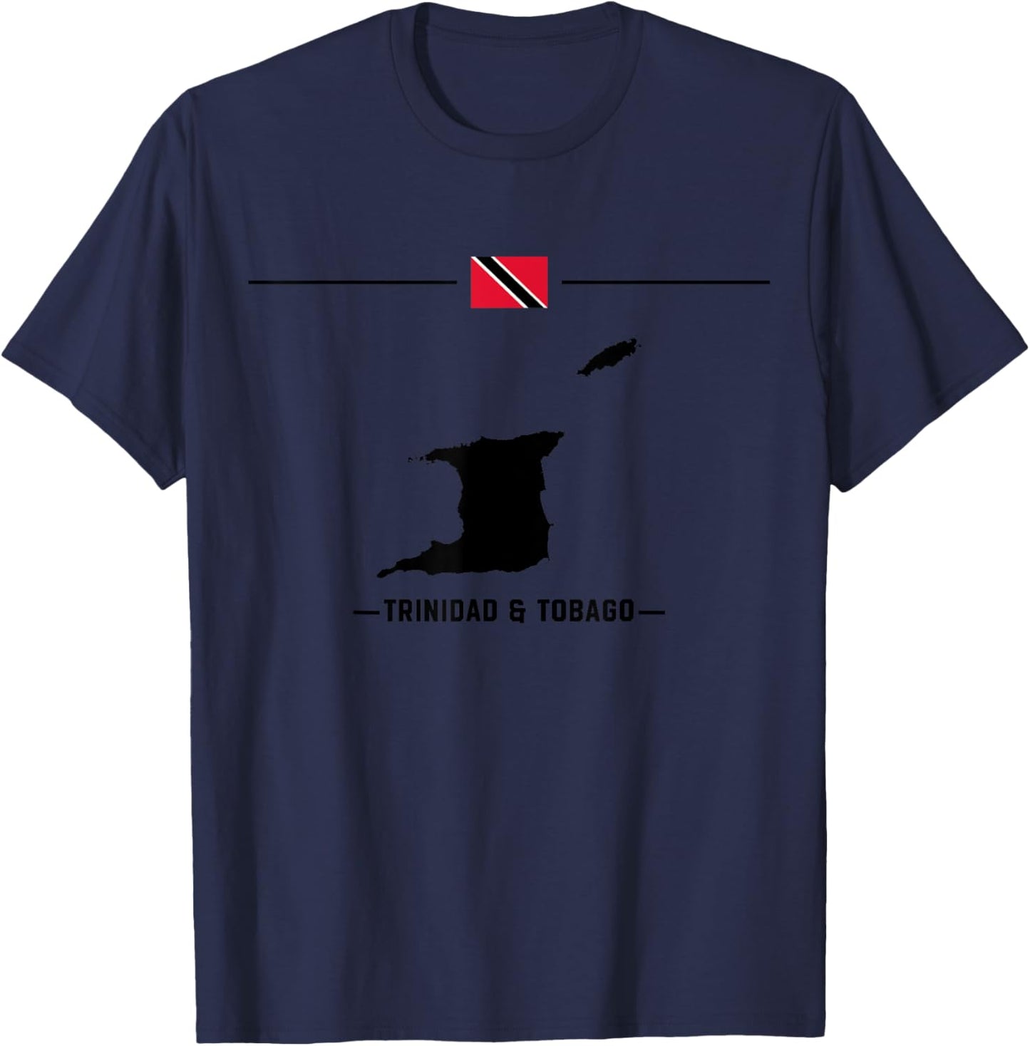 Trinidadian flag, map & country name of the Trinidad &Tobago T-Shirt - T-Shirt | Navy