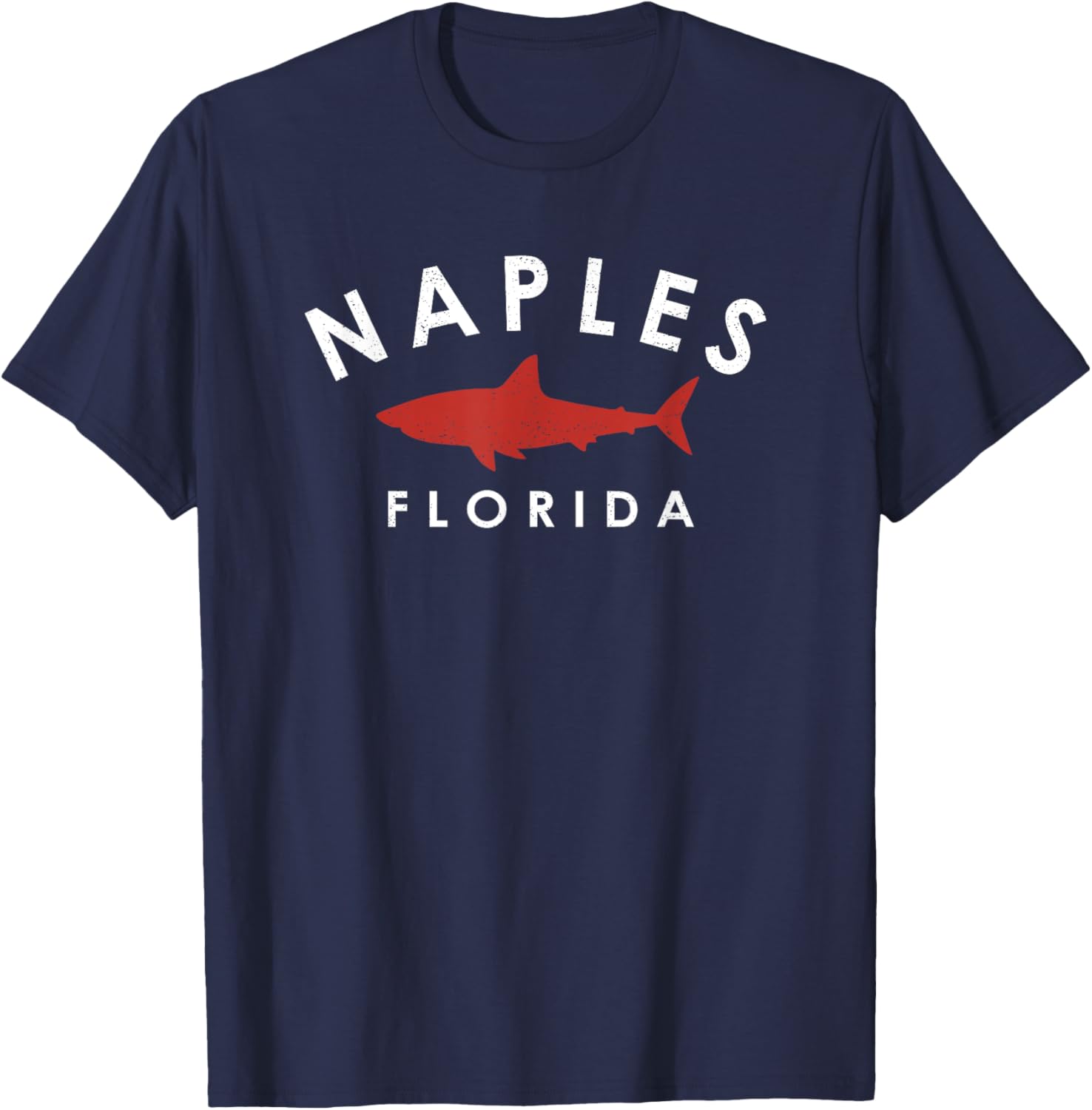 Naples Florida Shark Graphic Vacation Souvenir Vintage T-Shirt - T-Shirt | Navy