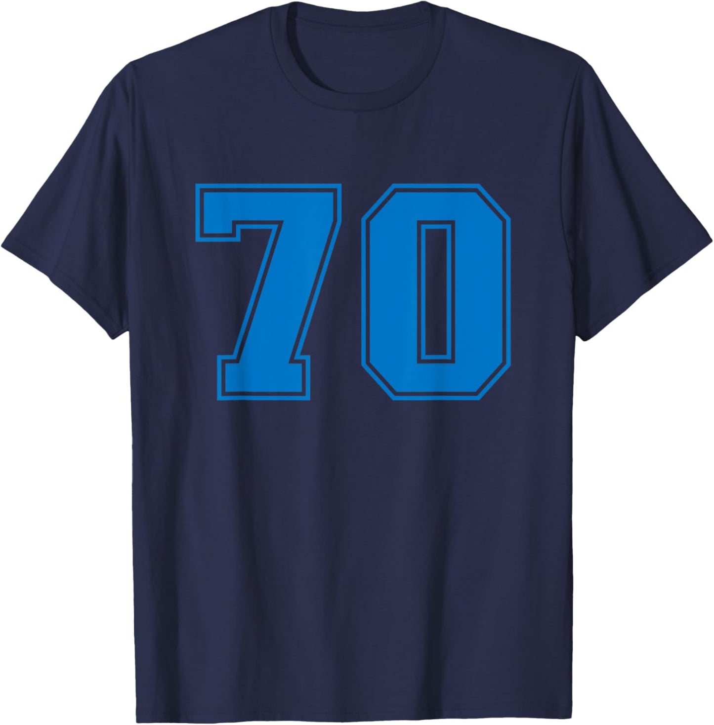 Number #70 Blue Sports Jersey Lucky Number T-Shirt - T-Shirt | Navy