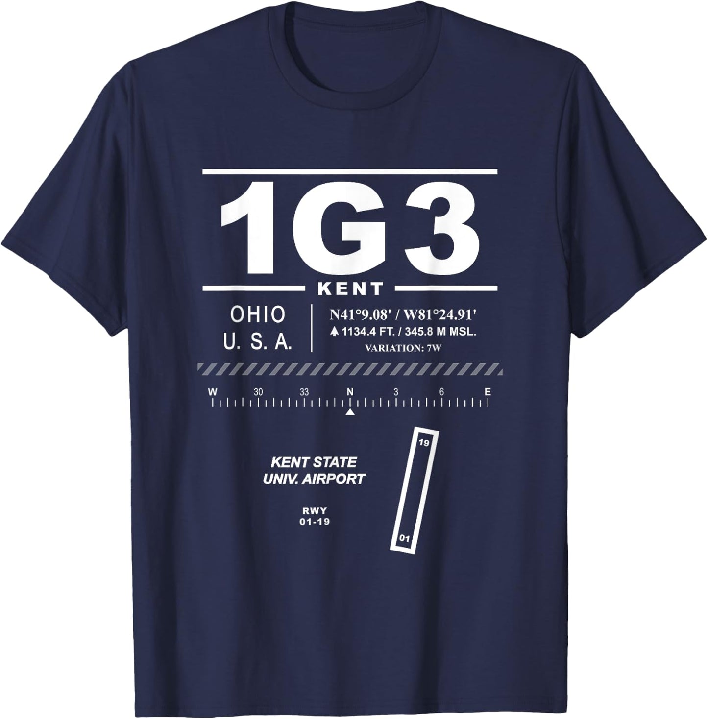 Kent State Univ. Airport Ohio 1G3 T-Shirt - T-Shirt | Navy
