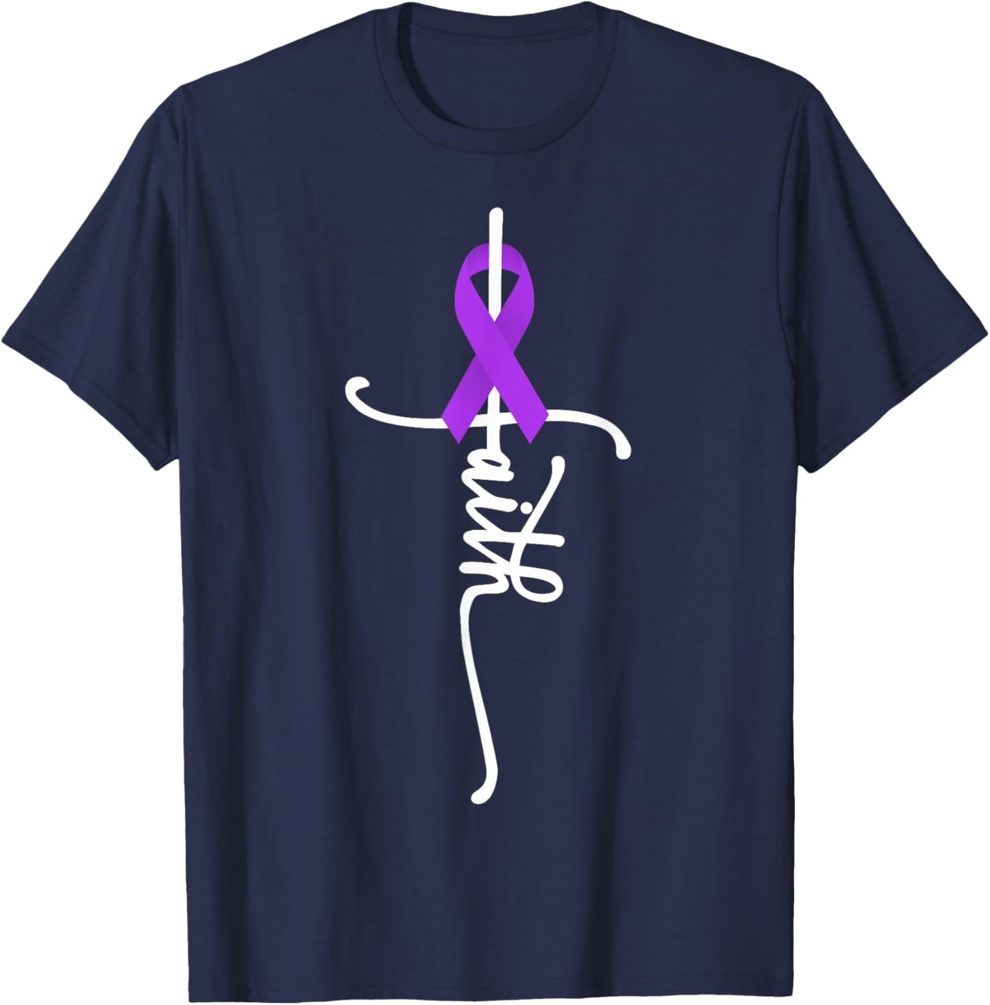 Hodgkin Lymphoma Cancer Faith Hodgkin's Lymphoma Awareness T-Shirt - T-Shirt | Navy
