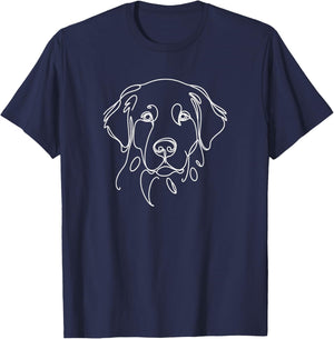 Minimalist Dog Line Art Golden Retriever Lovers T-Shirt - T-Shirt | Navy