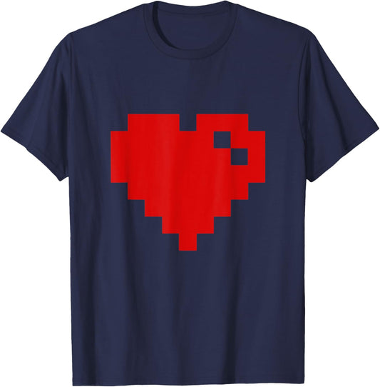 Pixel Heart Retro Love Pixel Heart T-Shirt - T-Shirt | Navy