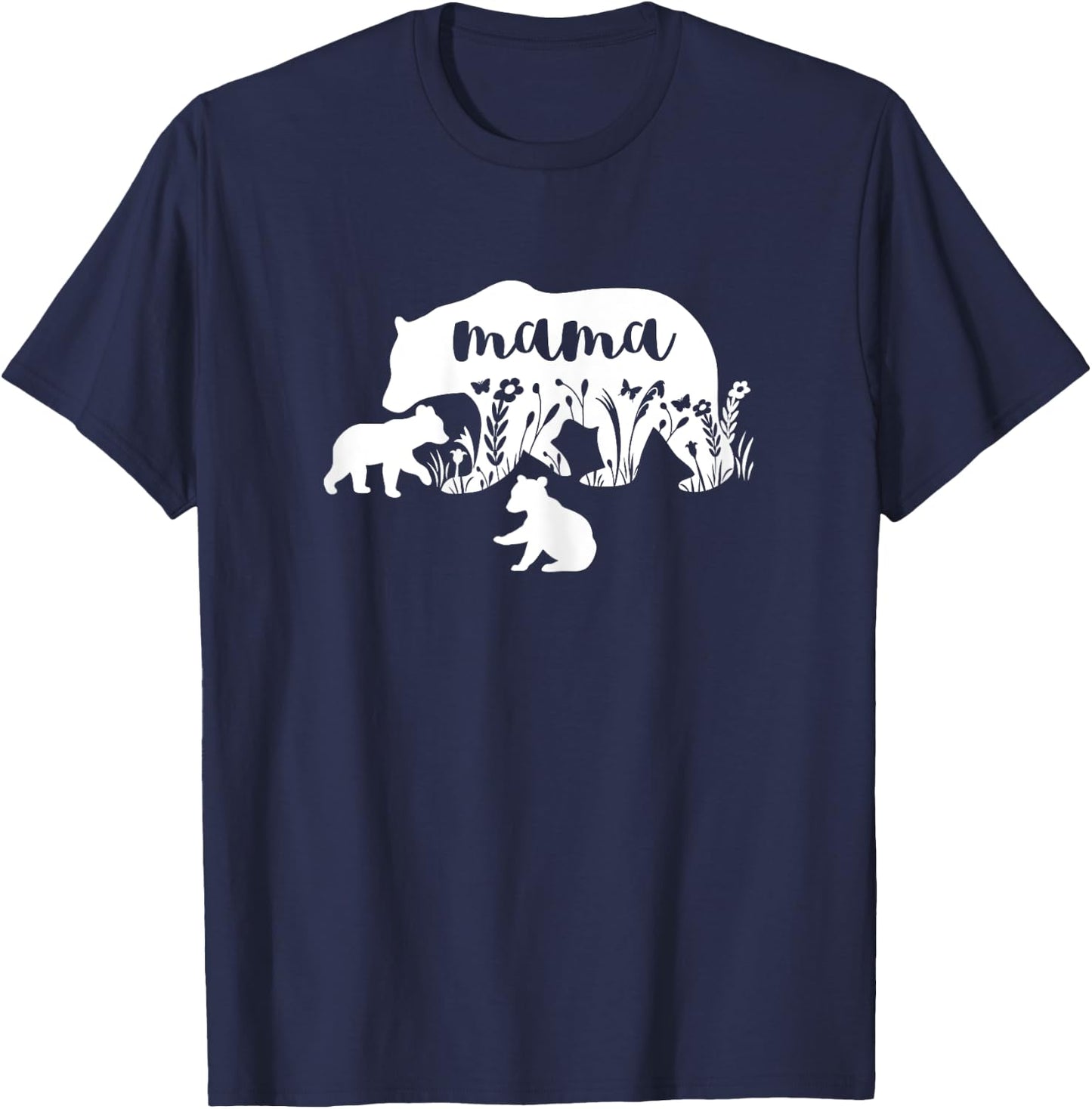 Mama Bear With 2 Cubs Mothers Day Mom Pregnancy Announcement T-Shirt - T-Shirt | Navy