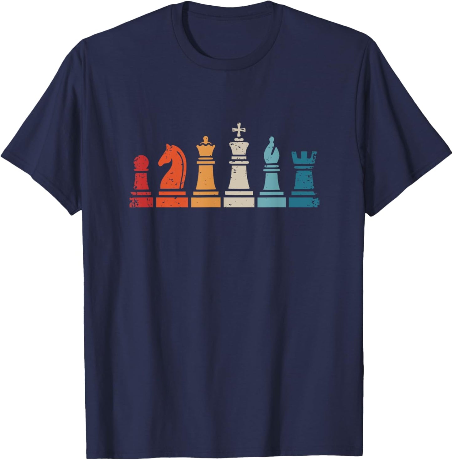 Chess Player Vintage Chess Pieces T-Shirt - T-Shirt | Navy