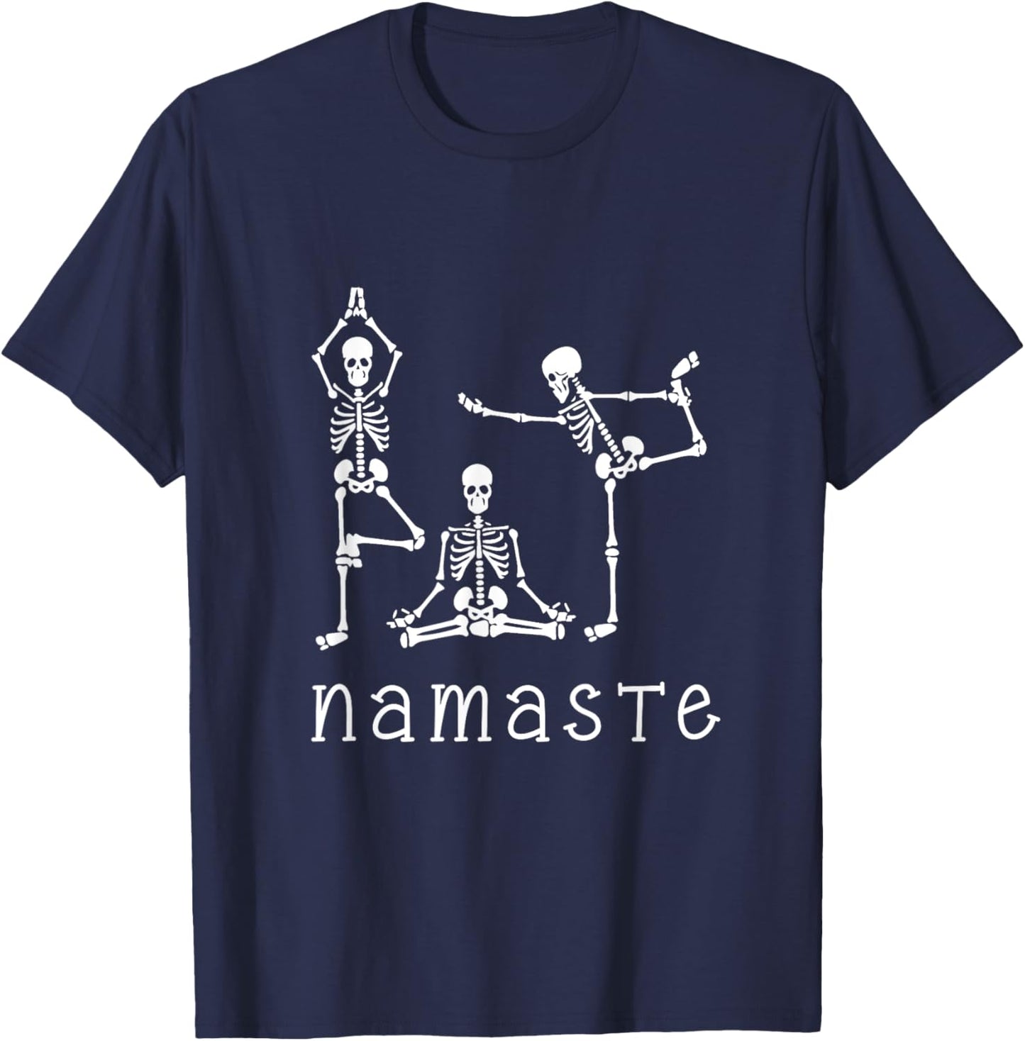 Namaste Skeletons Yoga Lover Gift Yogi Workout Women T-Shirt - T-Shirt | Navy