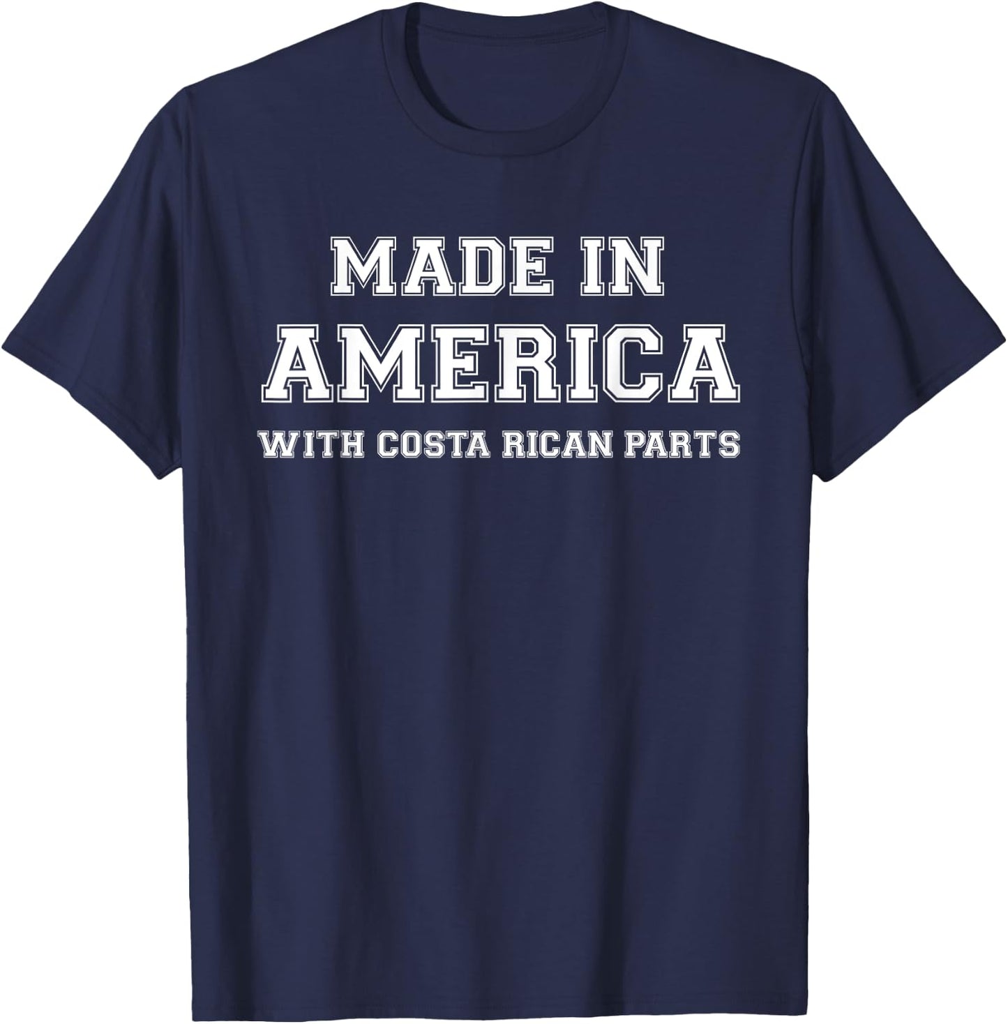 MADE IN AMERICA WITH COSTA RICAN PARTS Costa Rica USA T-Shirt - T-Shirt | Navy
