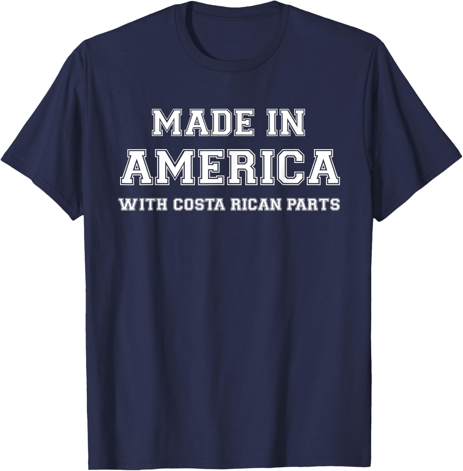 MADE IN AMERICA WITH COSTA RICAN PARTS Costa Rica USA T-Shirt - T-Shirt | Navy