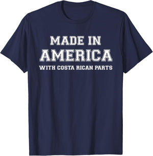 MADE IN AMERICA WITH COSTA RICAN PARTS Costa Rica USA T-Shirt - T-Shirt | Navy