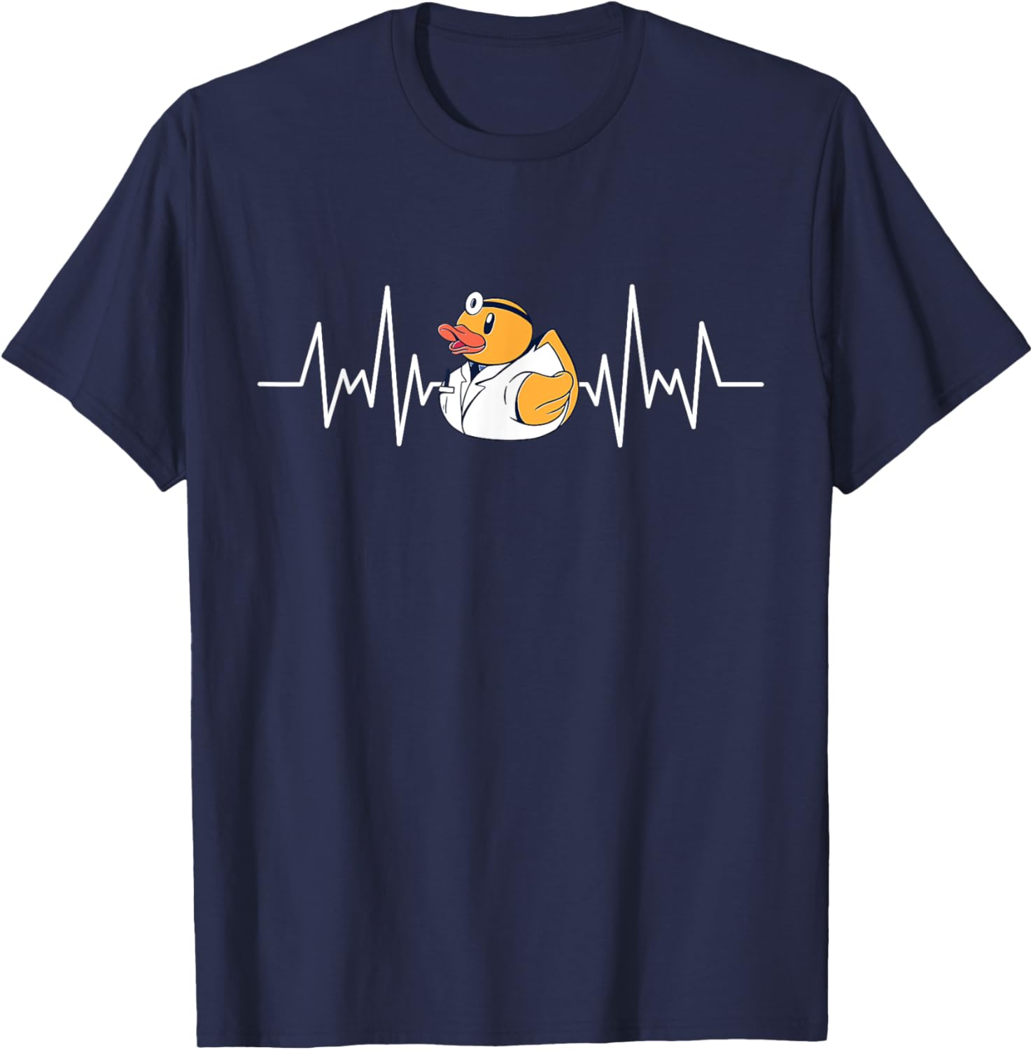 Vintage Duck Doctor Lover Retro Duck Doctor Heartbeat T-Shirt - T-Shirt | Navy