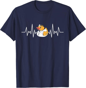 Vintage Duck Doctor Lover Retro Duck Doctor Heartbeat T-Shirt - T-Shirt | Navy