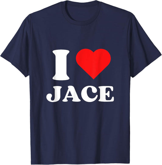I Love Jace I Heart Jace Name Y2k Valentines Day T-Shirt - T-Shirt | Navy