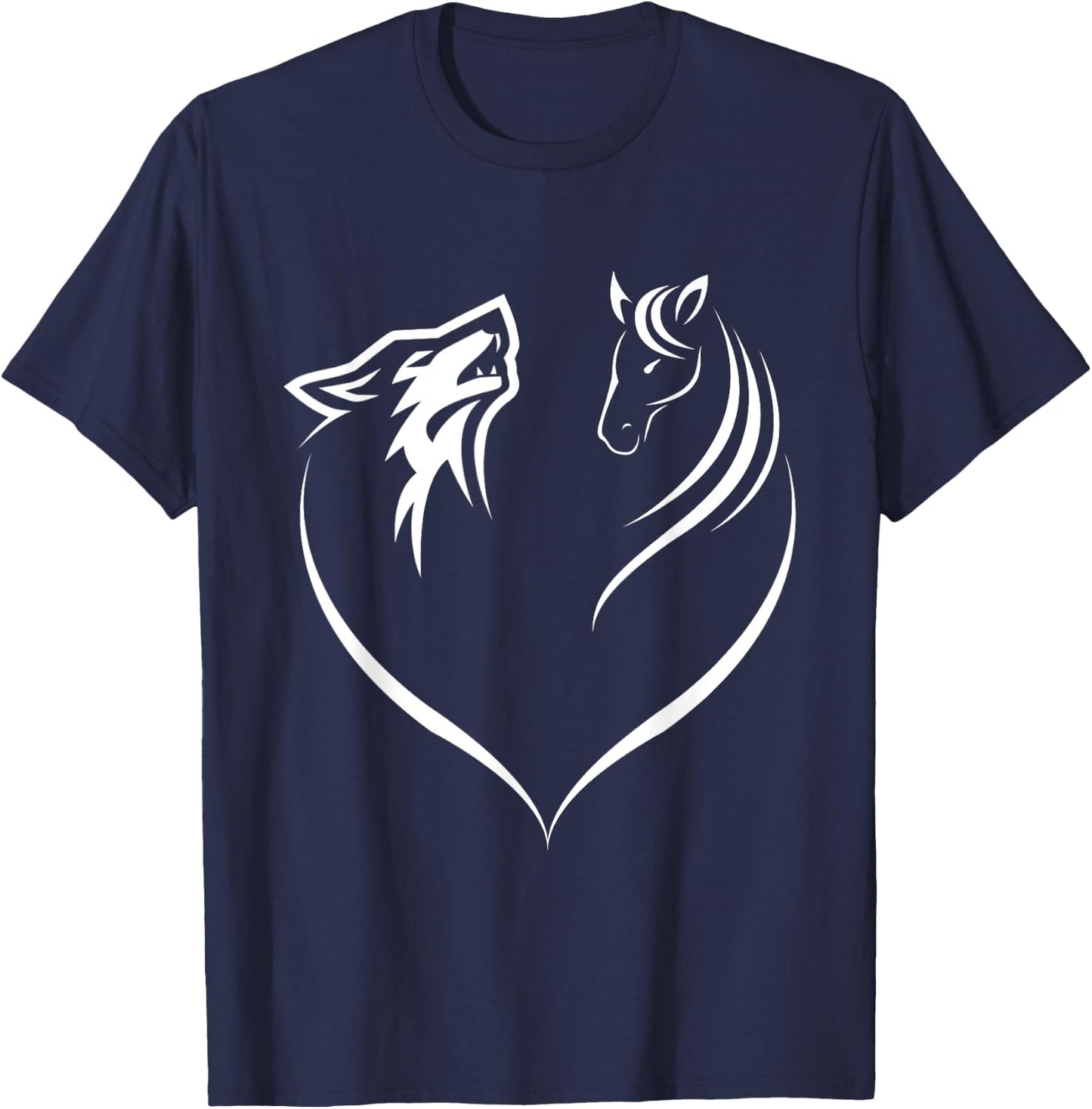 Horse Riding Wolf Animal Lover Gift Horse T-Shirt - T-Shirt | Navy