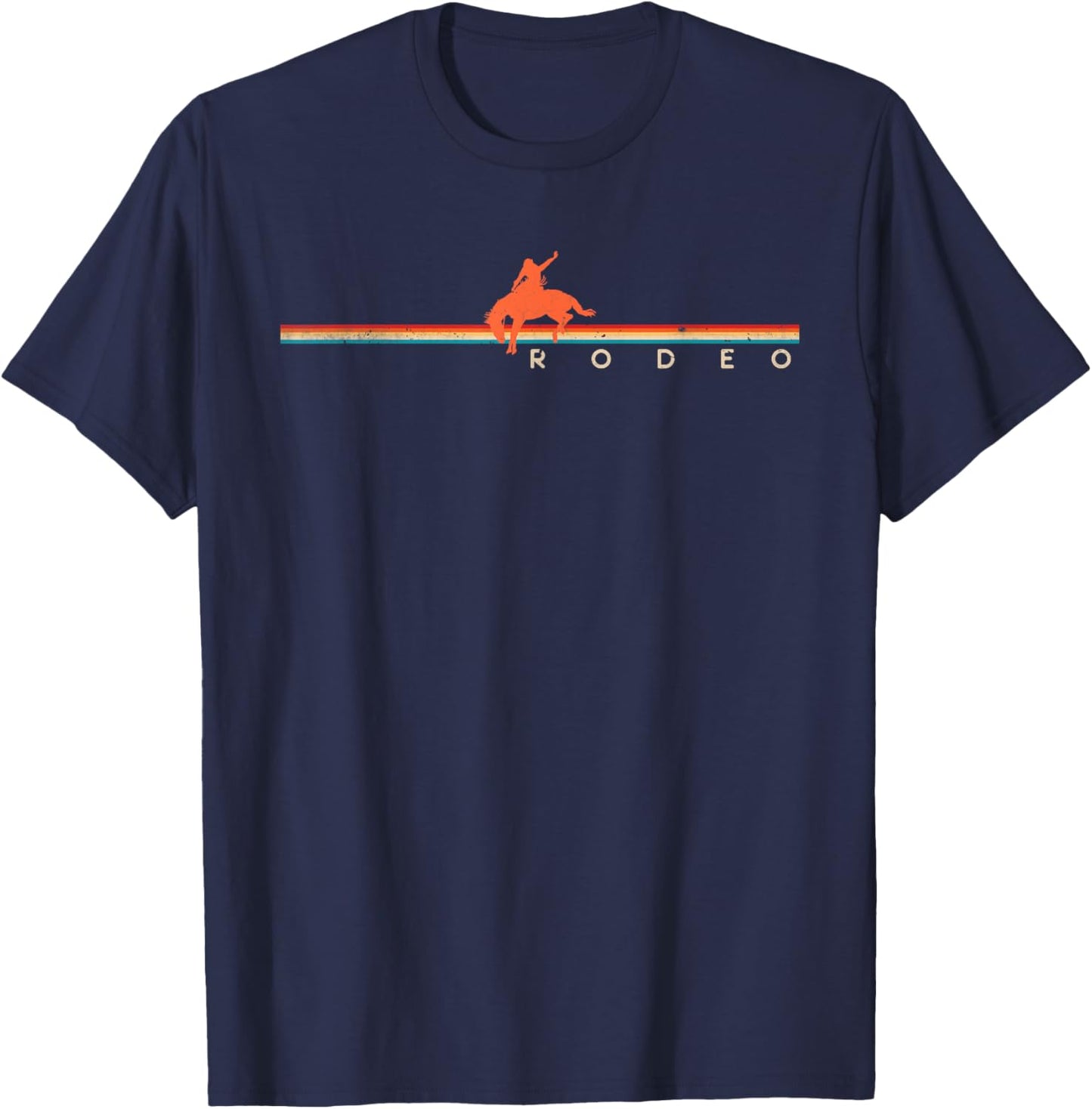 Rodeo Western Country Vintage Cowboy Horse Riding Sunset T-Shirt - T-Shirt | Navy