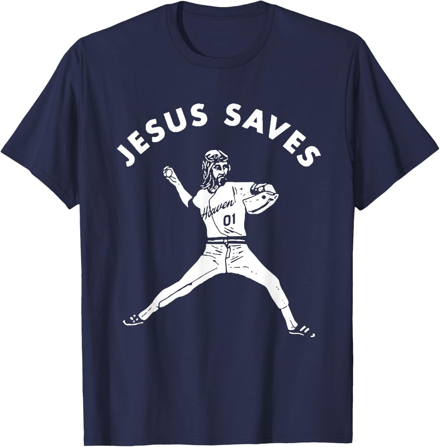 Jesus Saves Shirt Religious Christian Faith Baseball T-Shirt - T-Shirt | Navy