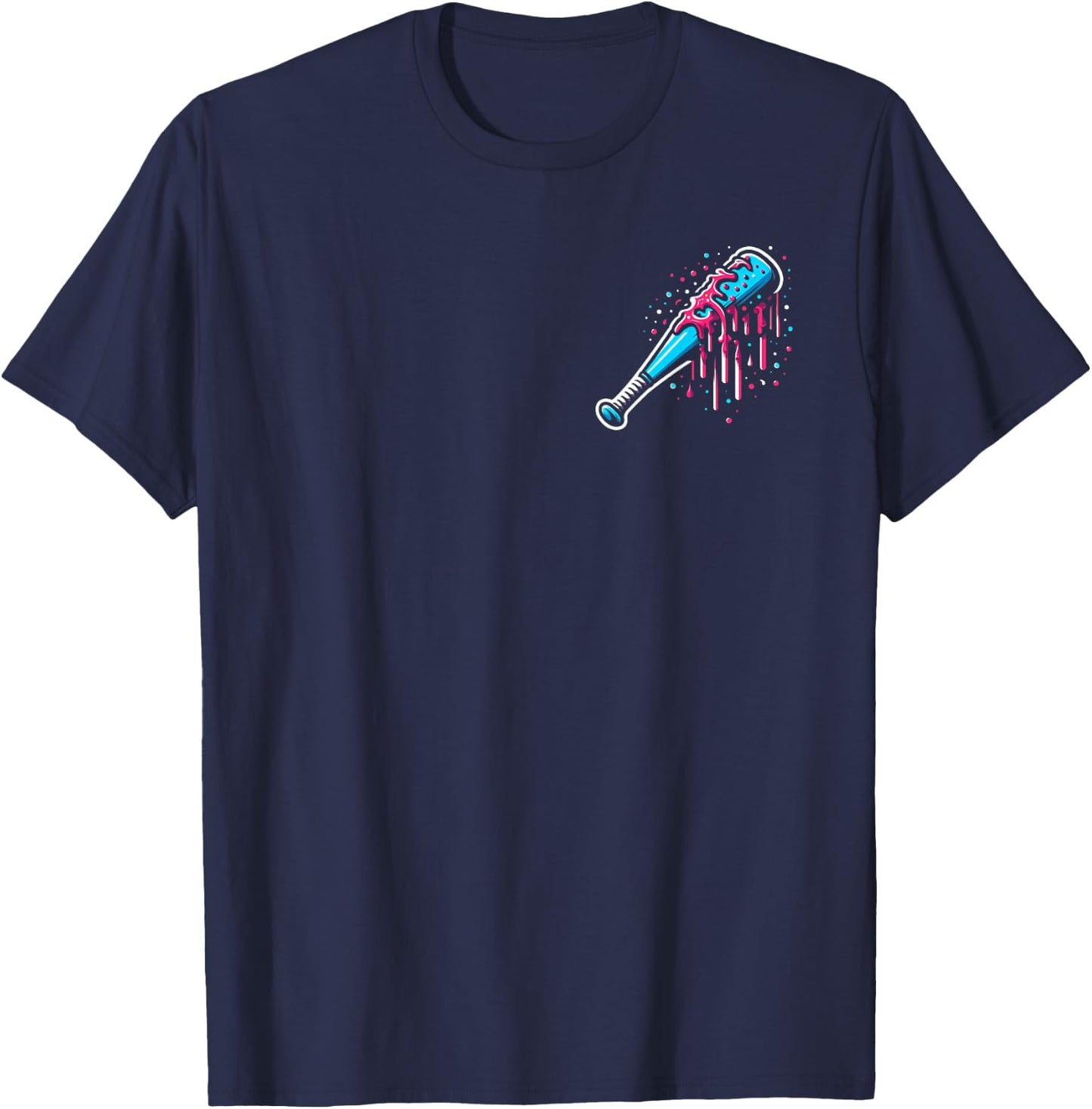 Baseball Home Plate Ice Cream Drip with Sprinkles 2 sides T-Shirt - T-Shirt | Navy