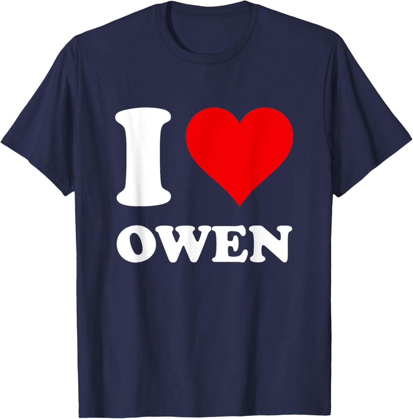 Red Heart I Love Owen T-Shirt - T-Shirt | Navy