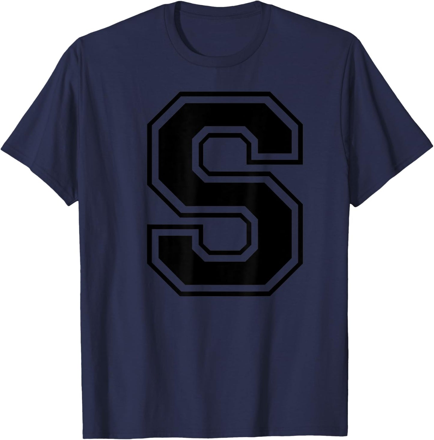 Letter S Capital Alphabet College Varsity Monogram Club T-Shirt - T-Shirt | Navy