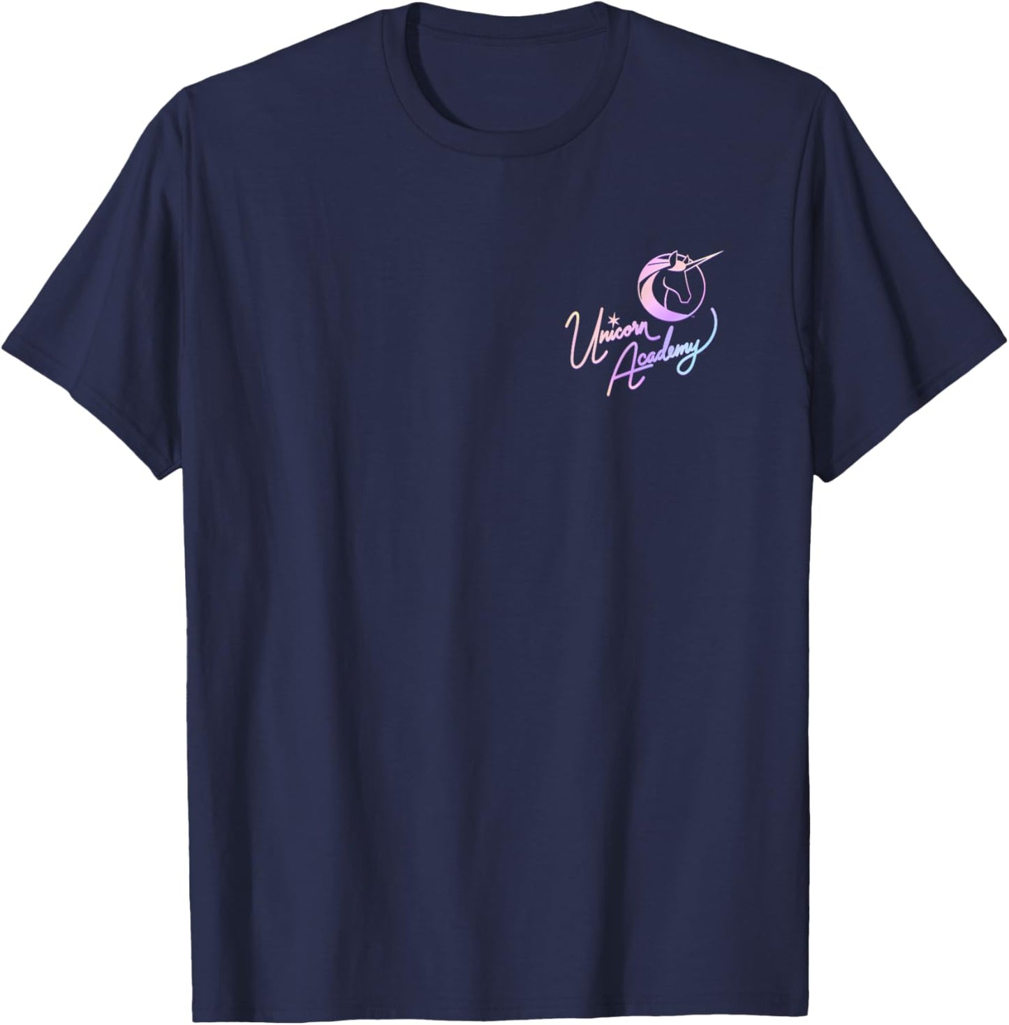 Unicorn Academy Rider and Unicorn Bond Front and Back Print T-Shirt - T-Shirt | Navy