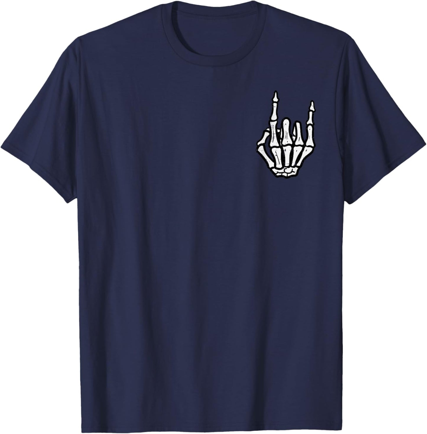 Punk Rock Skeleton Cool Rocker Halloween Men Women Boys Kids T-Shirt - T-Shirt | Navy