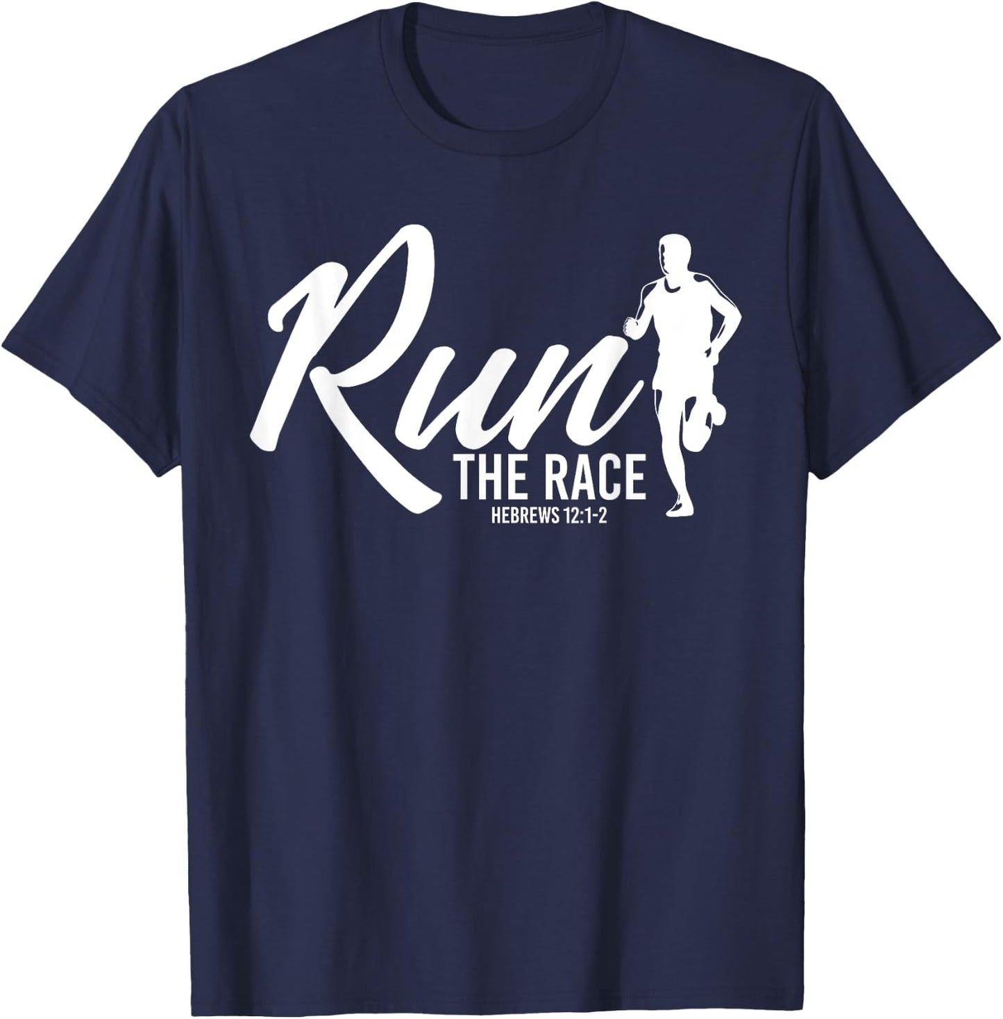 Hebrews 12:1-2 Run the Race T-Shirt - T-Shirt | Navy