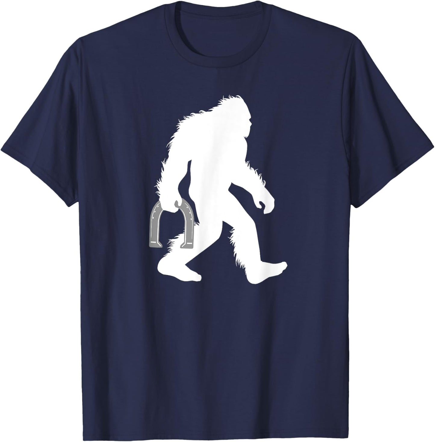 Bigfoot Horseshoe Shirt, Lawn Game Sasquatch Gift T-Shirt - T-Shirt | Navy
