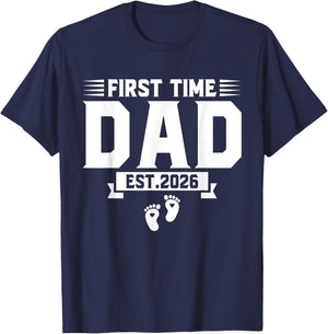 First Time Dad 2026 Dad Promoted To Dad est 2026 New Daddy T-Shirt - T-Shirt | Navy
