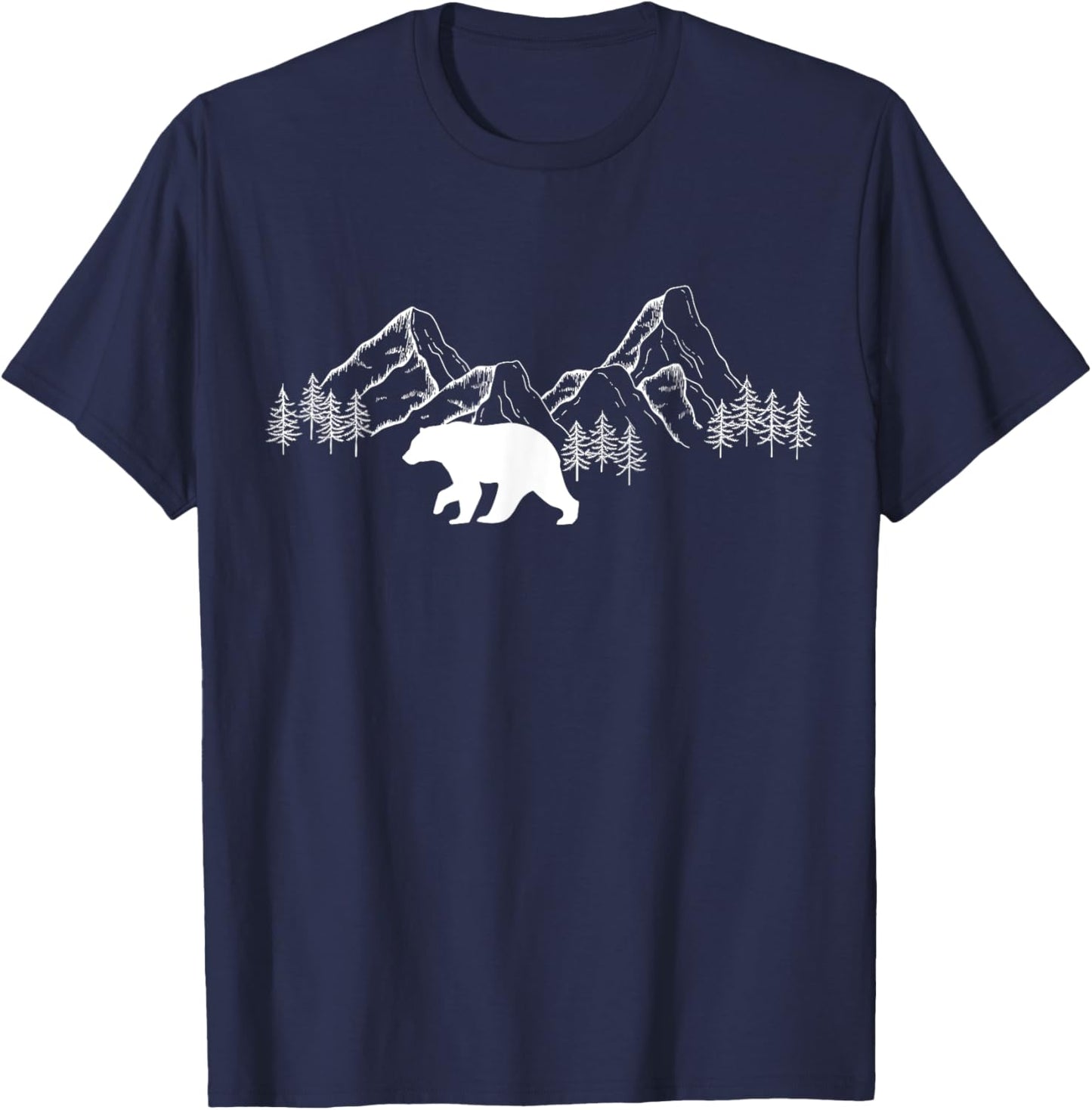 Trees Reflection Wildlife Nature Animal Bear Outdoor Forest T-Shirt - T-Shirt | Navy