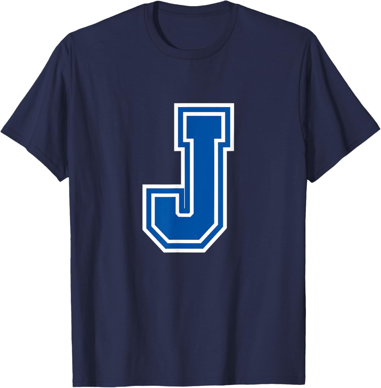 Letter J Blue Monogram Initial T-Shirt - T-Shirt | Navy