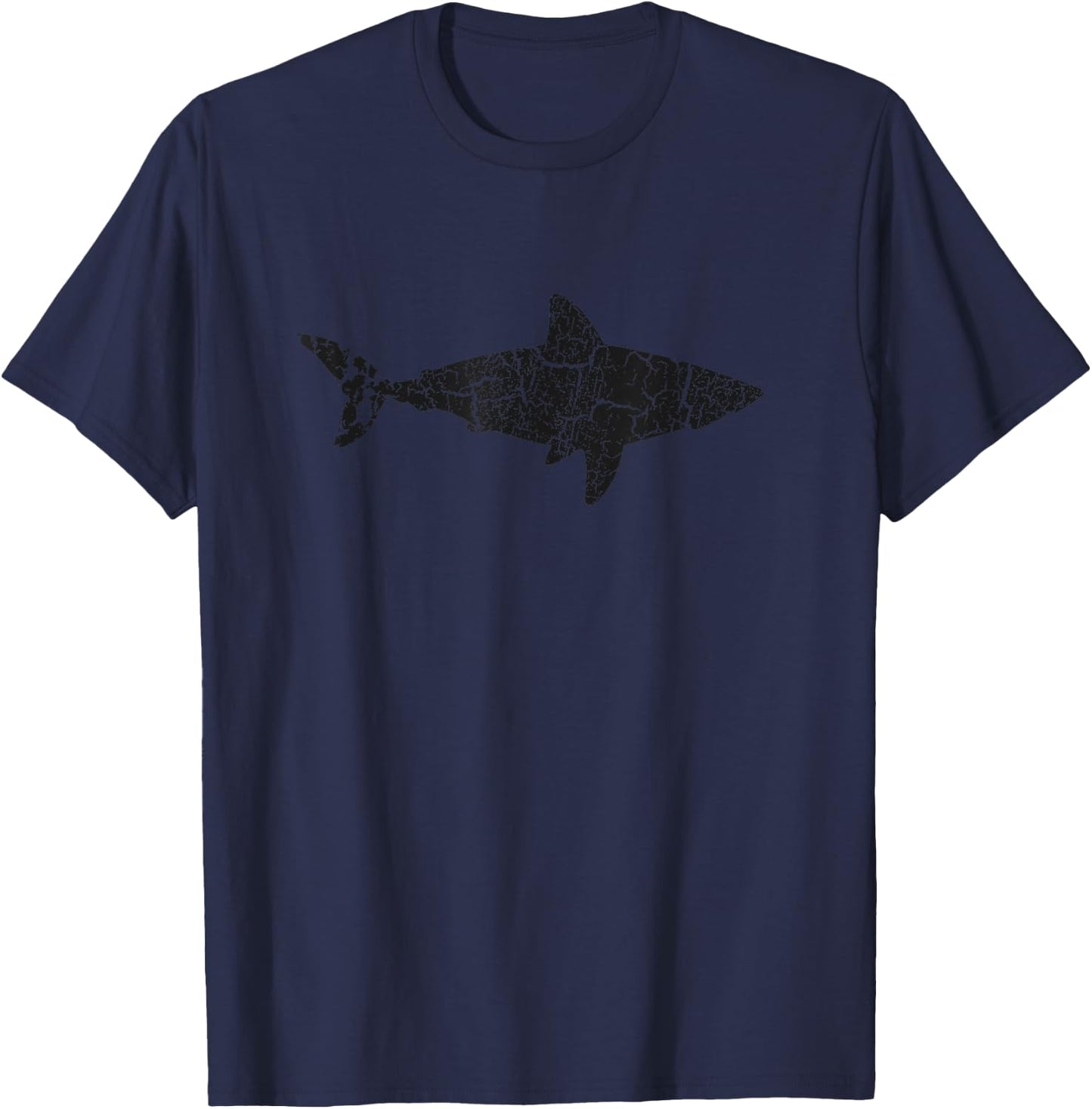 Bull Shark Distressed Print - Vintage Bull Shark T-Shirt - T-Shirt | Navy