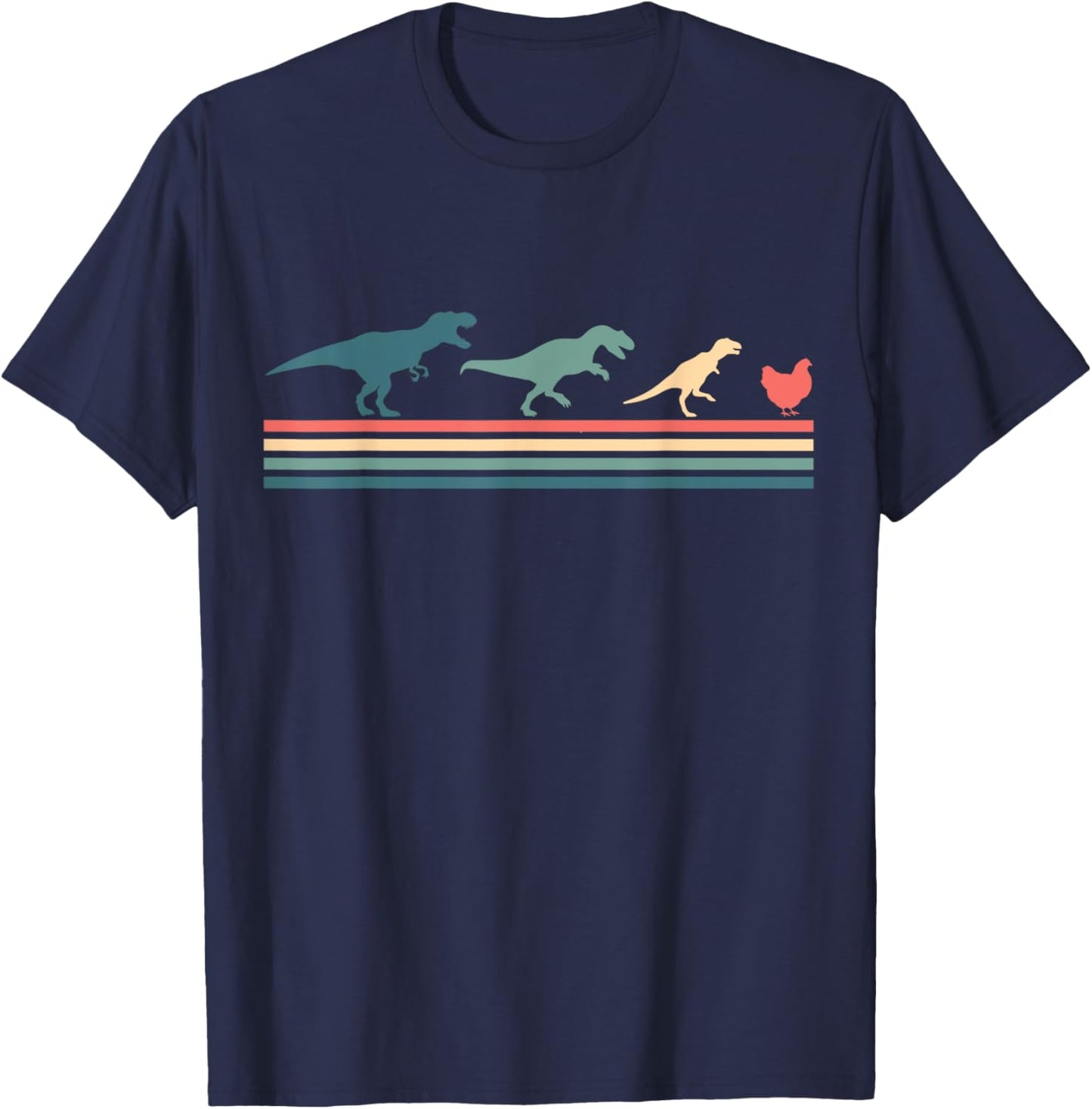 Dinosaur to Chicken - Funny Evolution T-Shirt - T-Shirt | Navy