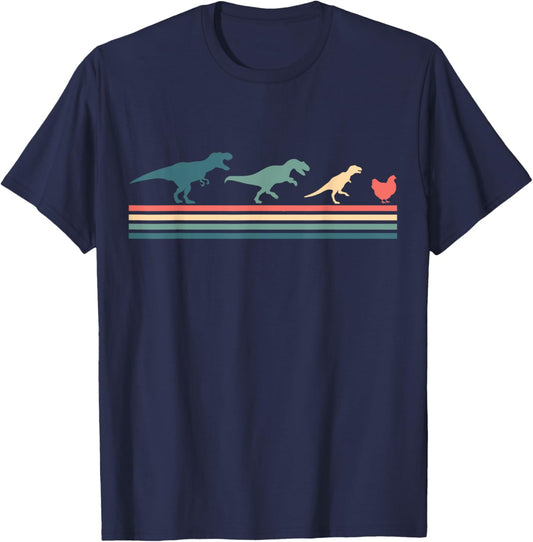 Dinosaur to Chicken - Funny Evolution T-Shirt - T-Shirt | Navy