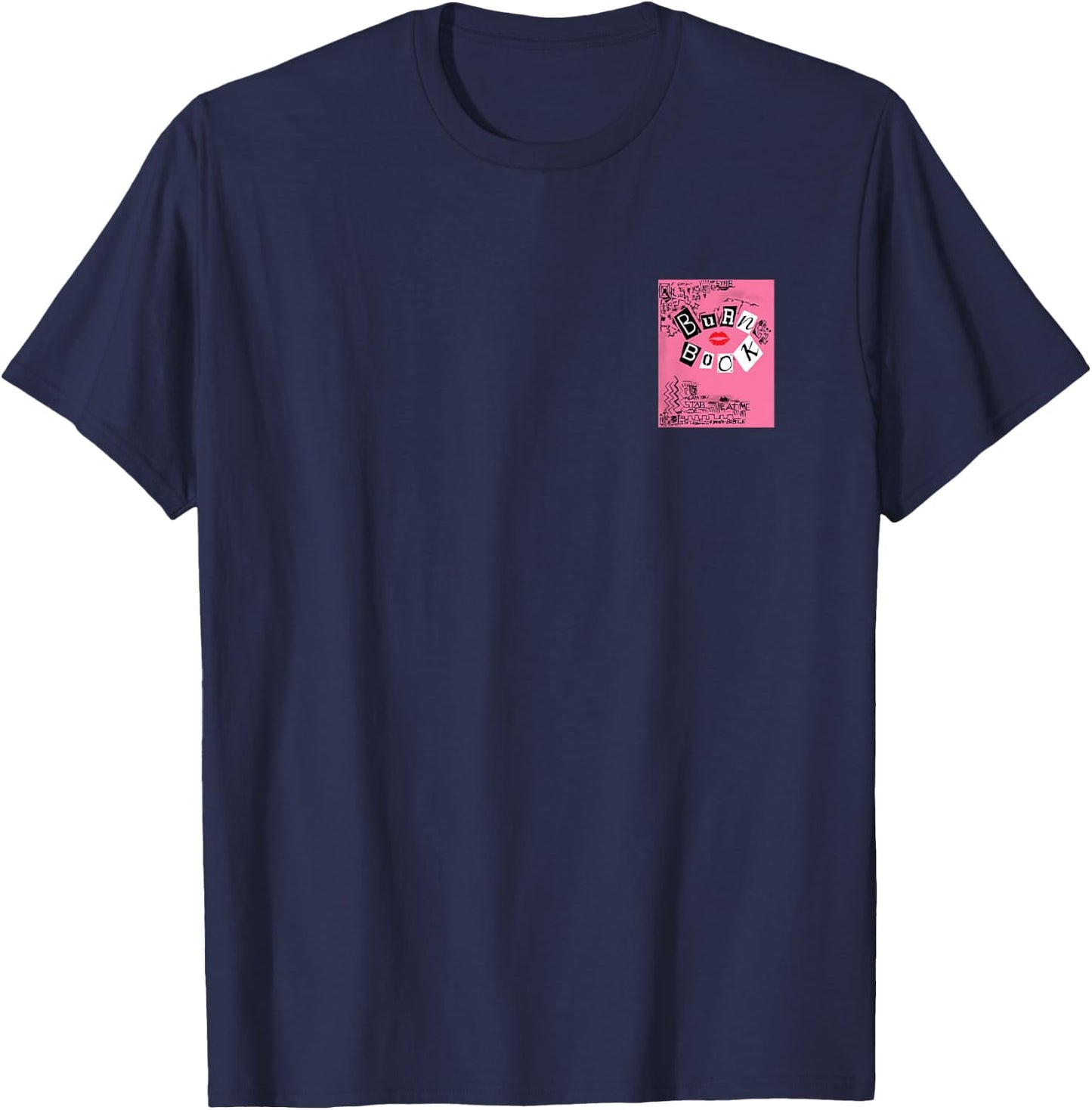 Mean Girls Front and Back Burn Book with the Plastics Movie T-Shirt - T-Shirt | Navy